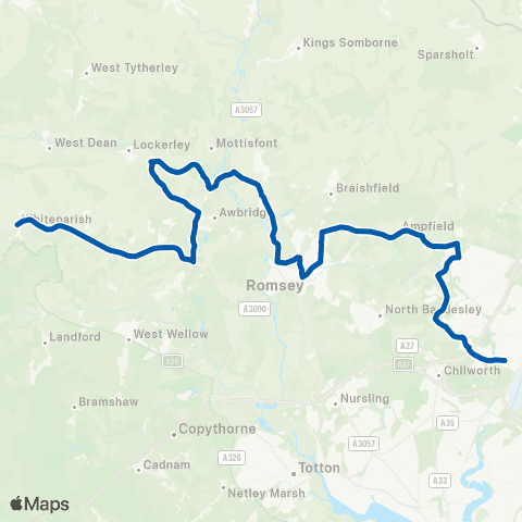 Bluestar School Routes All Saint's Church - Barton Peveril Coll map