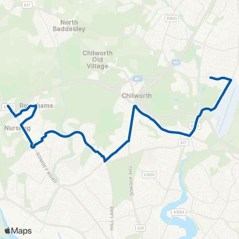 Bluestar School Routes Upton Crescent - Barton Peveril College map