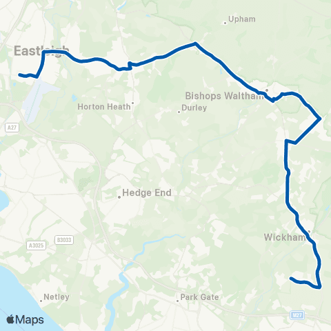Bluestar School Routes Barton Peveril College - Knowle Avenue map