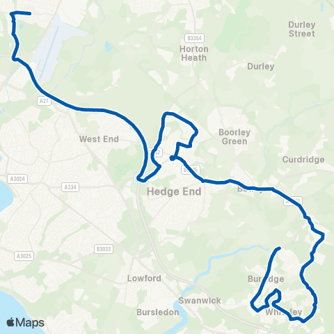 Bluestar School Routes Bluebell Way - Barton Peveril College map