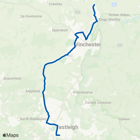 Bluestar School Routes The King Charles - Barton Peveril Coll map