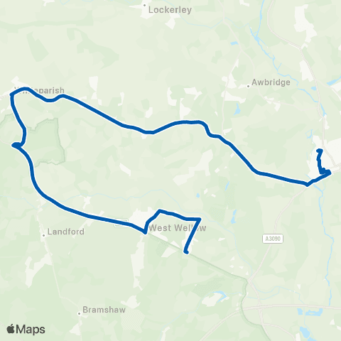 Bluestar School Routes Whinwhistle Corner - The Romsey School map