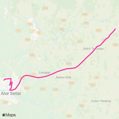 BAS.MY Alor Setar Shahab Perdana - Kuala Nerang map