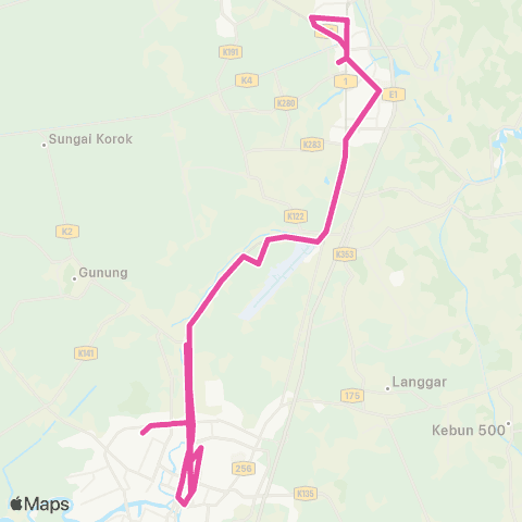 BAS.MY Alor Setar Shahab Perdana - Jitra map