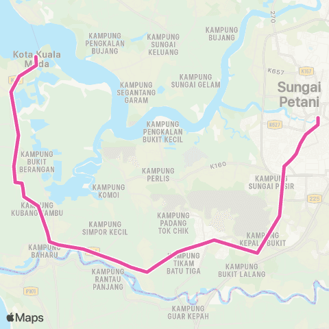 BAS.MY Alor Setar Sungai Petani - Pantai Merdeka map