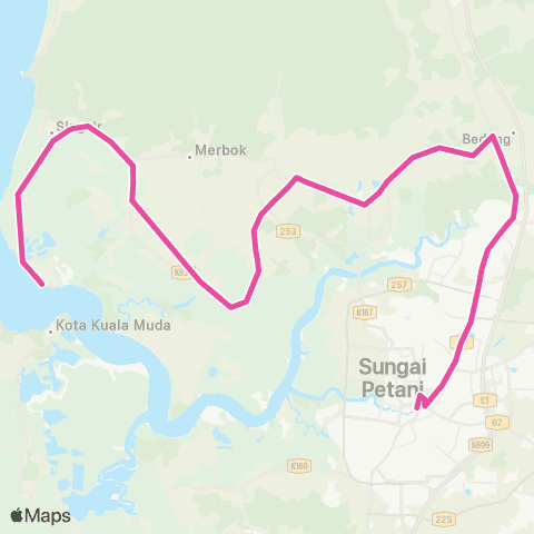BAS.MY Alor Setar Sungai Petani - Tanjung Dawai map