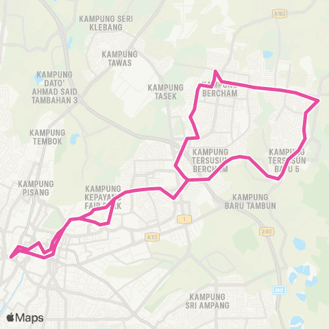 BAS.MY Ipoh Stesen Bas Medan Kidd - Bercham via Taman Ipoh map