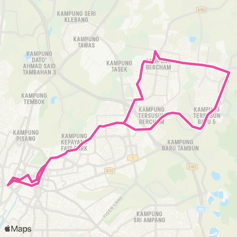 BAS.MY Ipoh Stesen Bas Medan Kidd - Bercham via Kg Simee map