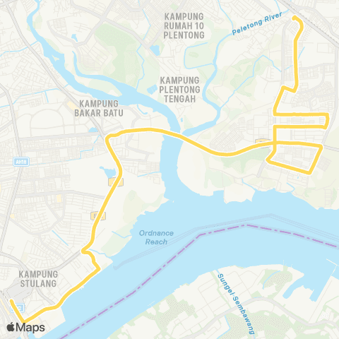 BAS.MY Johor Bahru JB Sentral - Permas Jaya map