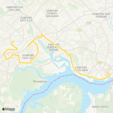 BAS.MY Johor Bahru JB Sentral - Taman Tan Sri Yaacob map