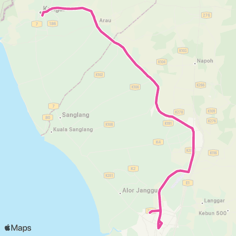 BAS.MY Kangar Kangar - Alor Setar via Jitra map