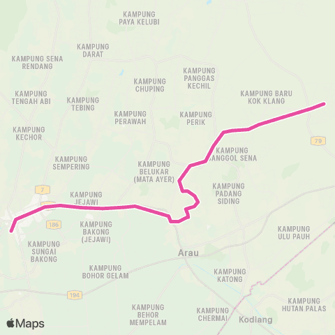 BAS.MY Kangar Terminal Bukit Lagi - Felda Chuping map