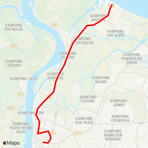 BAS.MY Kota Bharu Kota Bharu - Pantai Cahaya Bulan map