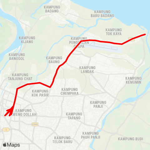 BAS.MY Kota Bharu Kota Bharu - Sabak via Lapangan Terbang map