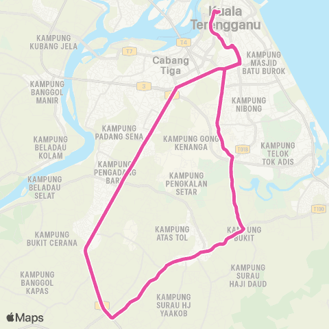 BAS.MY Kuala Terengganu Kuala Terengganu - Pasir Panjang - Kg. Laut - Bukit Payung map