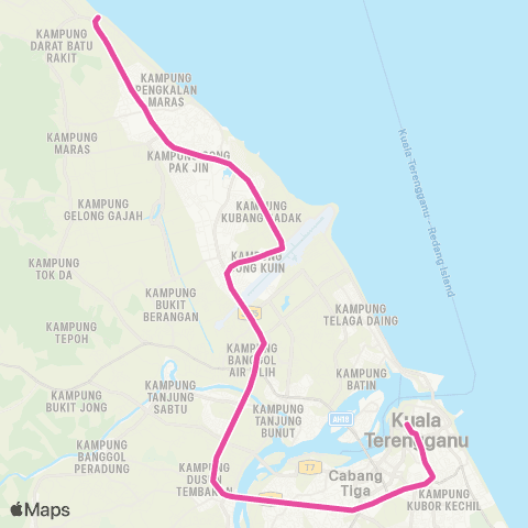 BAS.MY Kuala Terengganu Terminal Mbkt - Batu Rakit (Pagi) map