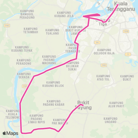 BAS.MY Kuala Terengganu Terminal Mbkt - Bukit Payong map