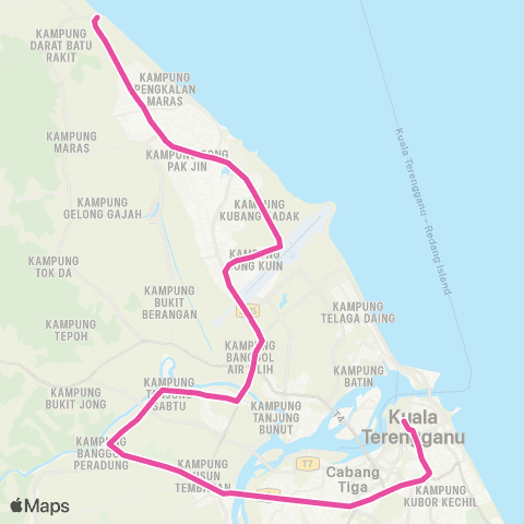 BAS.MY Kuala Terengganu Terminal Mbkt - Batu Rakit (Petang) map