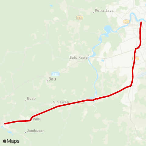 BAS.MY Kuching Saujana Parking - Terminal Bas Bau map