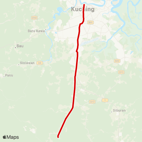 BAS.MY Kuching Saujana Parking - Kampung Benuk Homestay map