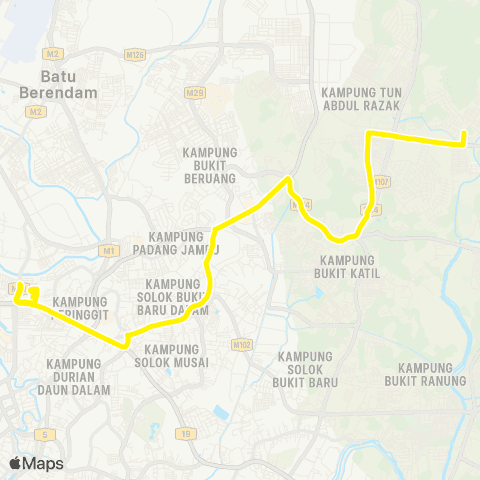 BAS.MY Melaka Melaka Sentral - Bukit Katil / Taman Saujana Permai map