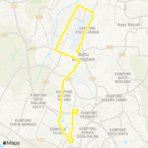 BAS.MY Melaka Melaka Sentral - Airport Batu Berendam / Angkasa Nuri map