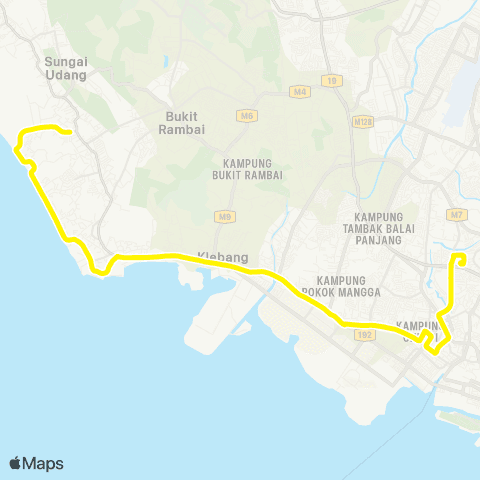 BAS.MY Melaka Melaka Sentral - Tangga Batu map