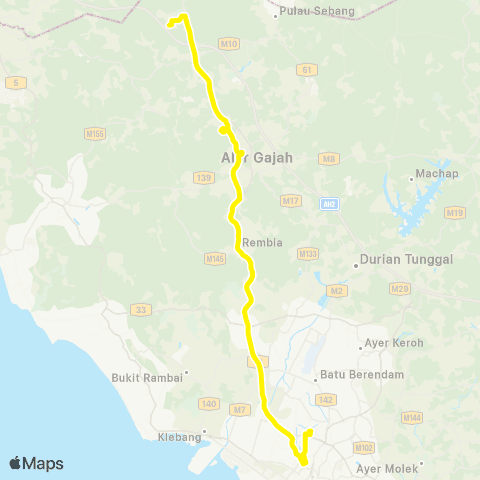 BAS.MY Melaka Melaka Sentral - Bandar Vendor / Unikl map