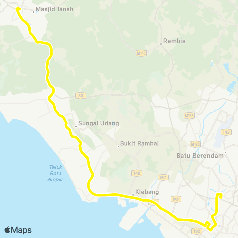 BAS.MY Melaka Term Masjid Tanah Sentral - Melaka Sentral map