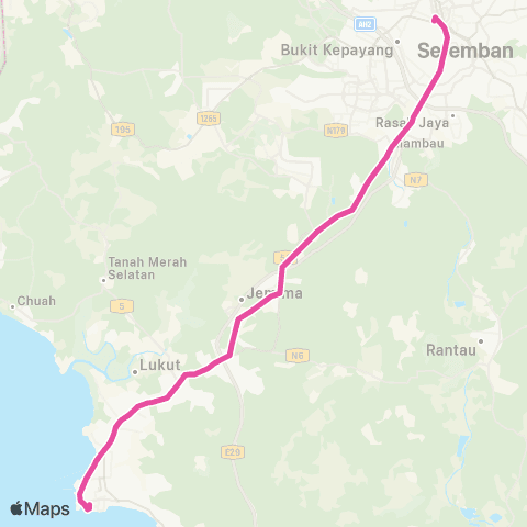 BAS.MY Seremban Terminal 1-Port Dickson via Springhill map