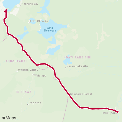 BayBus (Bay of Plenty) Murupara - Rotorua CBD map