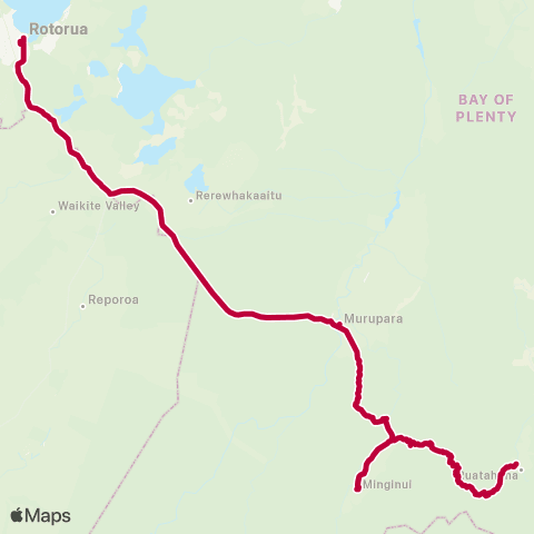 BayBus (Bay of Plenty) Ruatahuna - Murupara - Rotorua CBD map