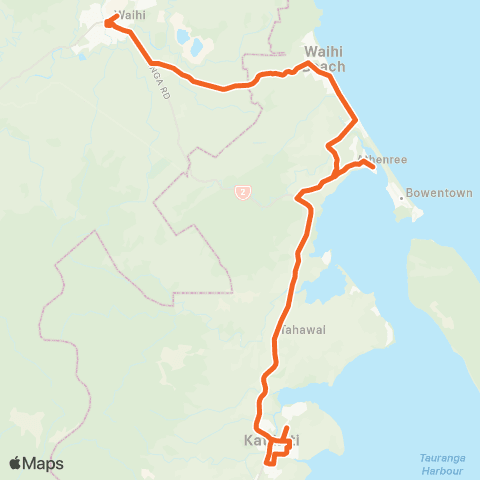 BayBus (Bay of Plenty) Waihi - Waihi Beach - Katikati map