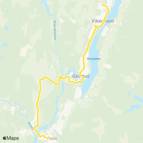 Brakar Hatle - Vikersund - Åmot map