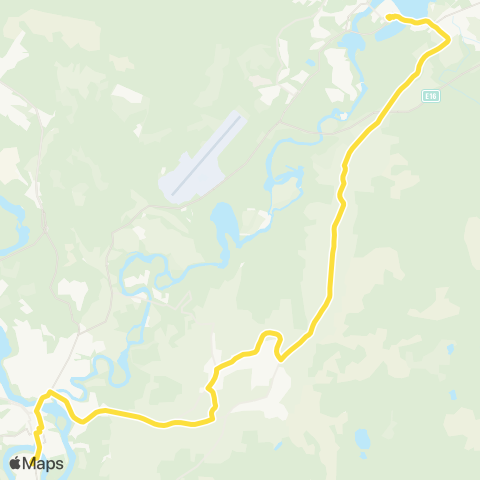 Brakar Hønefoss-Jevnaker via Haug map