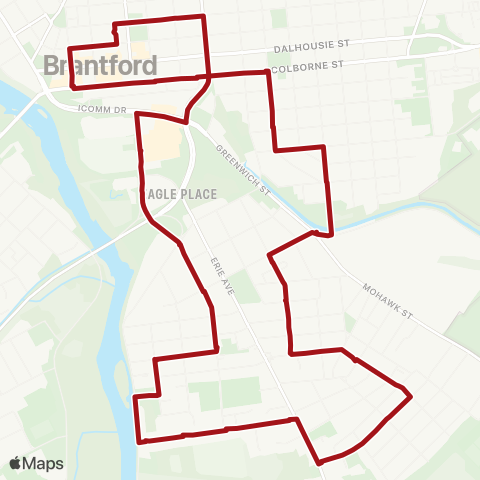 Brantford Transit Eagle Place Loop map