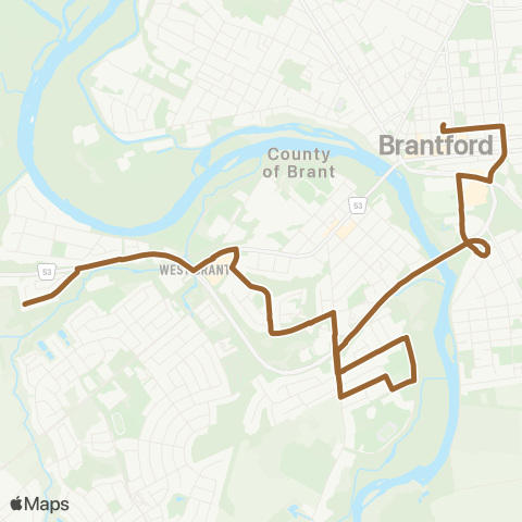 Brantford Transit D’Aubigny Line map