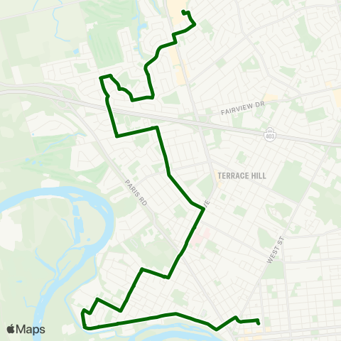 Brantford Transit Holmedale & Mayfair Line map