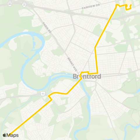 Brantford Transit Telephone Line map