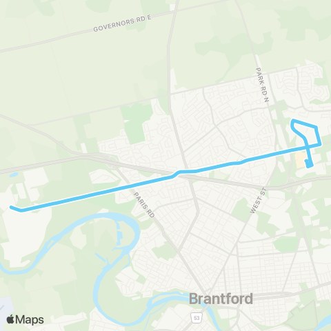 Brantford Transit Tollgate Line map