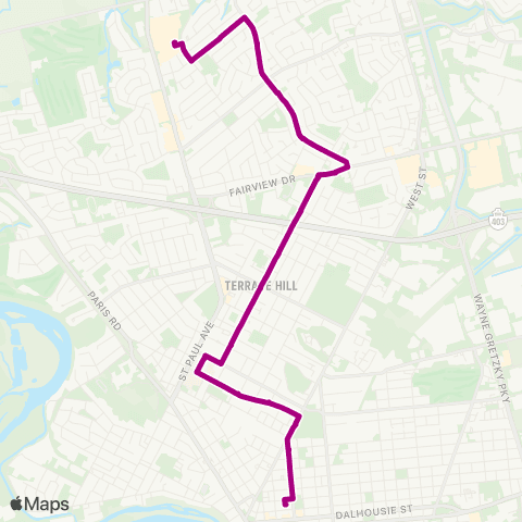 Brantford Transit Memorial Line map