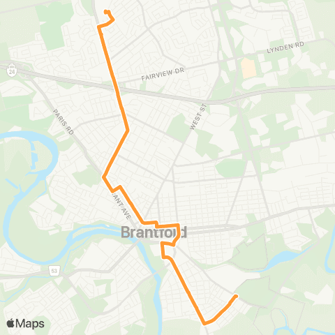 Brantford Transit Daffodil Line map