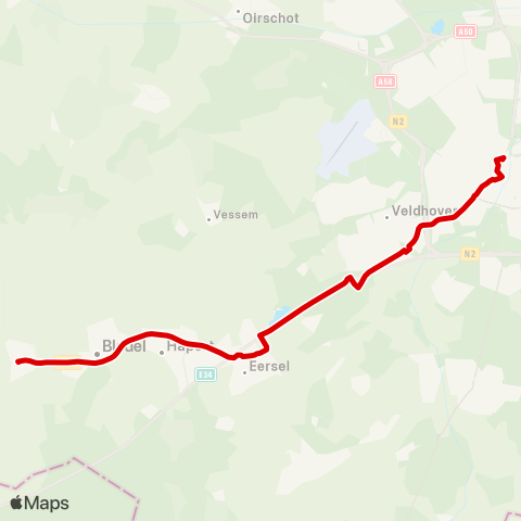 Bravo Reusel - Eersel - Eindhoven Station map