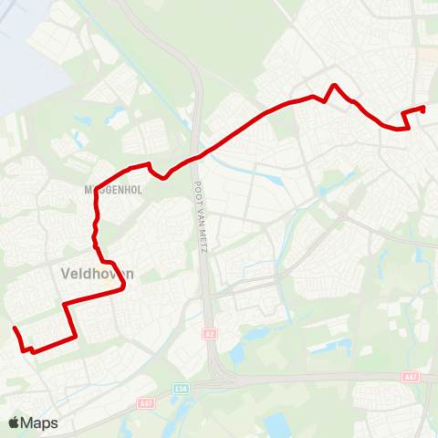 Bravo Veldhoven Zonderwijk - Eindhoven Station map