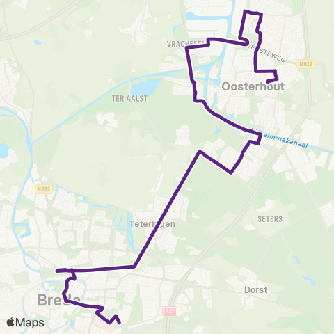 Bravo Oosterhout via Breda CS - Breda Bijster map