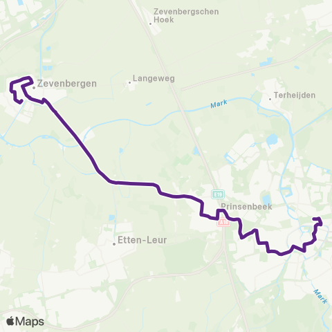 Bravo Zevenbergen via Prinsenbeek - Breda map