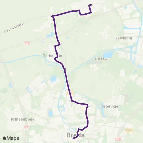 Bravo Breda Centrum via Terheijden - Made map