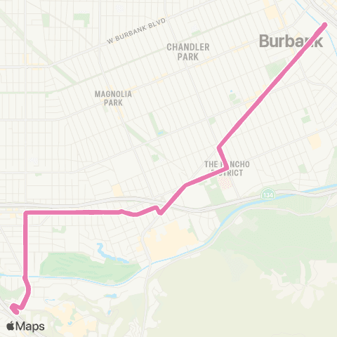 Burbank Bus Pink Route map