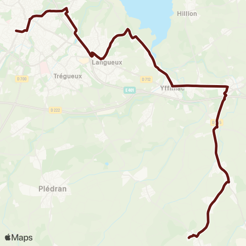 BreizhGo Car 22 Merdrignac - Saint-Brieuc map