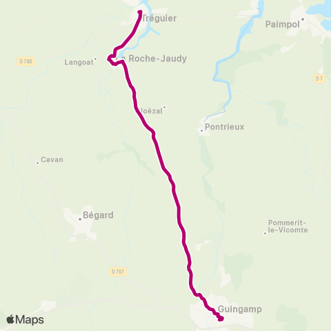 BreizhGo Car 22 Tréguier - Guingamp map